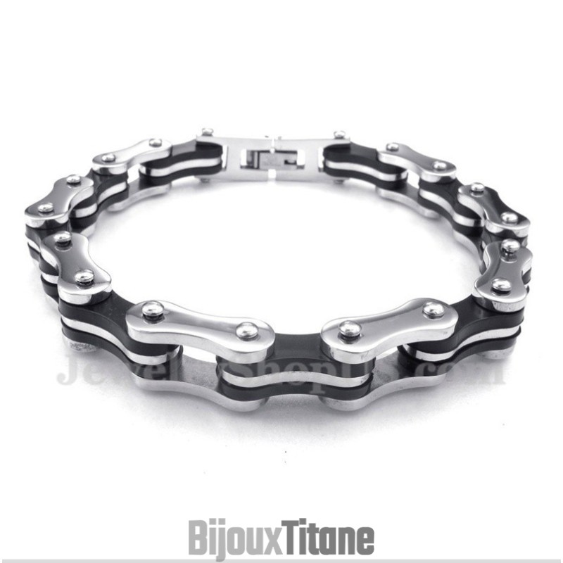 Bracelet En Caoutchouc Et Titane Pour Homme, Chaîne De Vélo