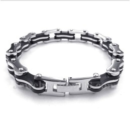 Bracelet En Caoutchouc Et Titane Pour Homme, Chaîne De Vélo