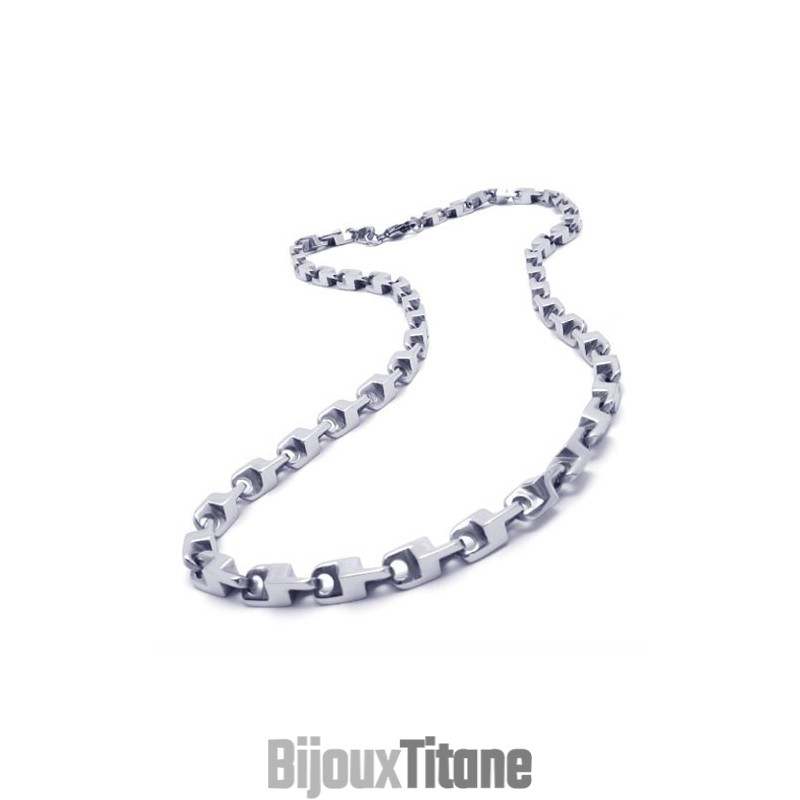 Collier Fin En Argent Et Titane De 55 Cm Collier Fin En Argent Et Titane De 55 Cm