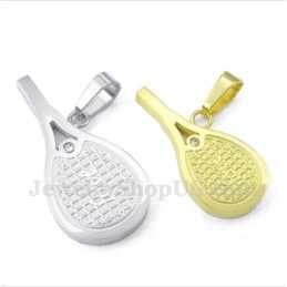 Pendentif Couple Raquettes De Tennis En Titane Avec Chaîne Offerte (Une Paire)