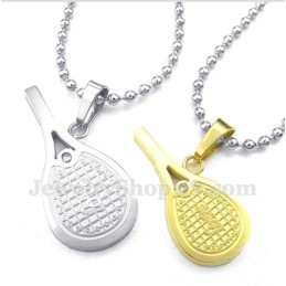 Pendentif Couple Raquettes De Tennis En Titane Avec Chaîne Offerte (Une Paire)