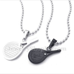 Pendentif Couple Raquettes De Tennis En Titane Avec Chaîne Offerte (Une Paire)