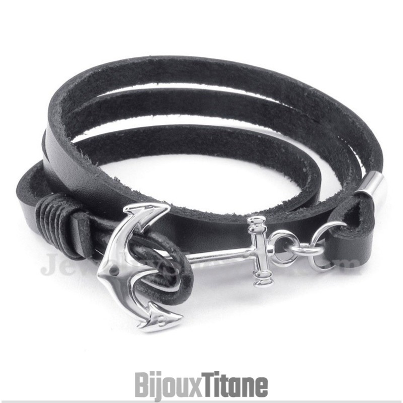 Bracelet En Cuir Et Titane Pour Homme Bracelet En Cuir Et Titane Pour Homme