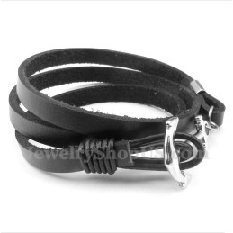 Bracelet En Cuir Et Titane Pour Homme