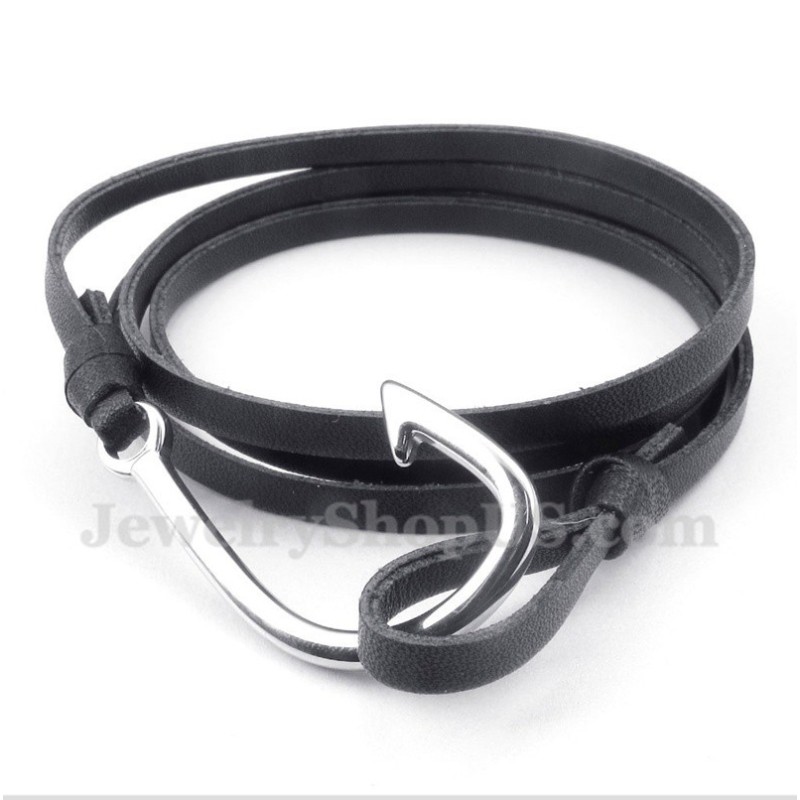 Bracelet En Cuir Et Titane Pour Homme