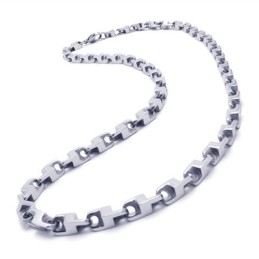 Collier Fin En Argent Et Titane De 55 Cm