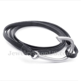 Bracelet En Cuir Et Titane Pour Homme