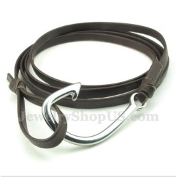 Bracelet En Cuir Et Titane Pour Homme