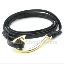 Bracelet En Cuir Et Titane Pour Homme