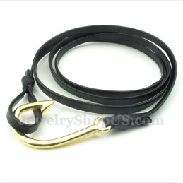 Bracelet En Cuir Et Titane Pour Homme