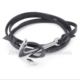 Bracelet En Cuir Et Titane Pour Homme