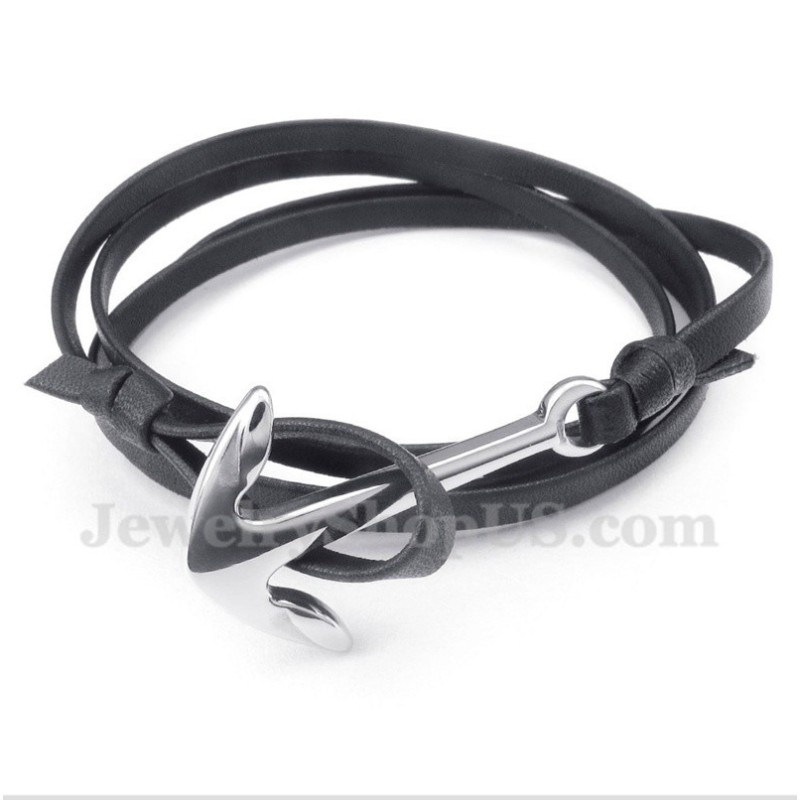 Bracelet En Cuir Et Titane Pour Homme