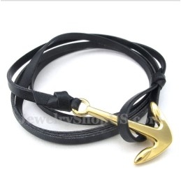 Bracelet En Cuir Et Titane Pour Homme