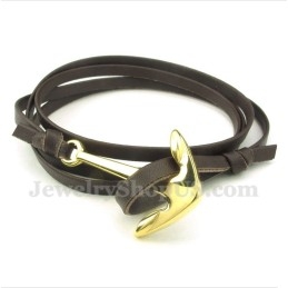 Bracelet En Cuir Et Titane Pour Homme