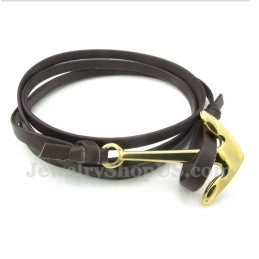 Bracelet En Cuir Et Titane Pour Homme