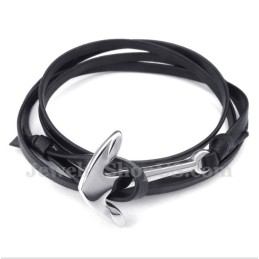 Bracelet En Cuir Et Titane Pour Homme