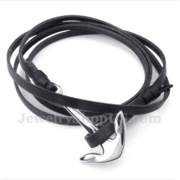 Bracelet En Cuir Et Titane Pour Homme