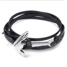 Bracelet En Cuir Et Titane Pour Homme