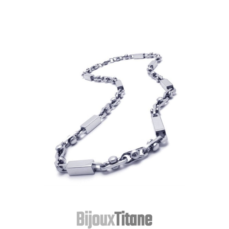 Collier Cuboïde En Argent Titane De 55 Cm