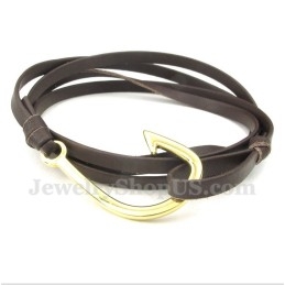 Bracelet En Cuir Et Titane Pour Homme