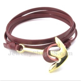 Bracelet Homme En Cuir Et Titane Avec Ancre