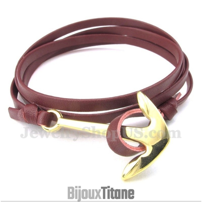 Bracelet Homme En Cuir Et Titane Avec Ancre Bracelet Homme En Cuir Et Titane Avec Ancre