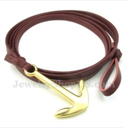 Bracelet Homme En Cuir Et Titane Avec Ancre