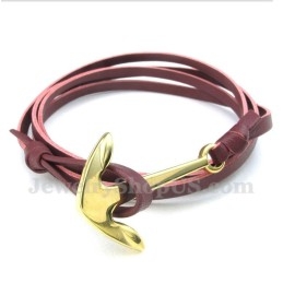 Bracelet Homme En Cuir Et Titane Avec Ancre