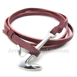 Bracelet Homme En Cuir Et Titane Avec Ancre