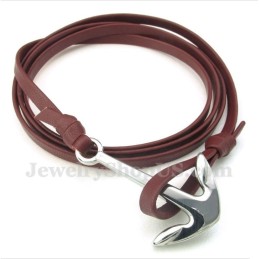 Bracelet Homme En Cuir Et Titane Avec Ancre