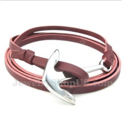 Bracelet Homme En Cuir Et Titane Avec Ancre