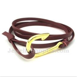 Bracelet En Cuir Et Titane Pour Homme