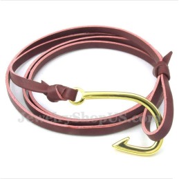 Bracelet En Cuir Et Titane Pour Homme