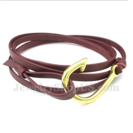 Bracelet En Cuir Et Titane Pour Homme