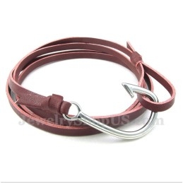 Bracelet En Cuir Et Titane Pour Homme