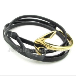 Bracelet Ancre En Cuir Et Titane Pour Homme