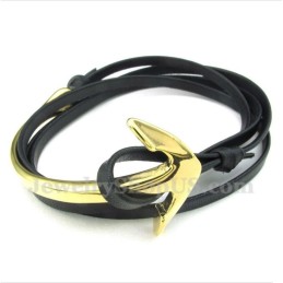 Bracelet Ancre En Cuir Et Titane Pour Homme