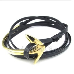 Bracelet Ancre En Cuir Et Titane Pour Homme