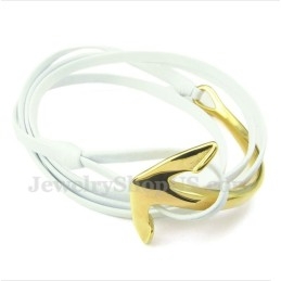 Bracelet Ancre En Cuir Et Titane Pour Homme