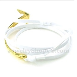 Bracelet Ancre En Cuir Et Titane Pour Homme
