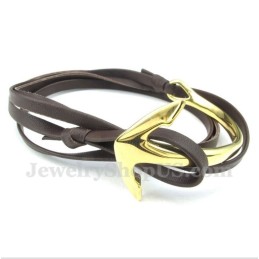 Bracelet Ancre En Cuir Et Titane Pour Homme