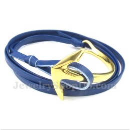 Bracelet Ancre En Cuir Et Titane Pour Homme