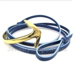 Bracelet Ancre En Cuir Et Titane Pour Homme