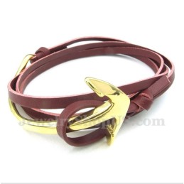 Bracelet Ancre En Cuir Et Titane Pour Homme