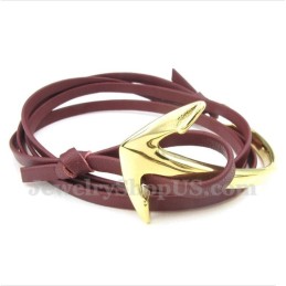 Bracelet Ancre En Cuir Et Titane Pour Homme