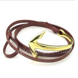 Bracelet Ancre En Cuir Et Titane Pour Homme