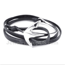 Bracelet Ancre En Cuir Et Titane Pour Homme