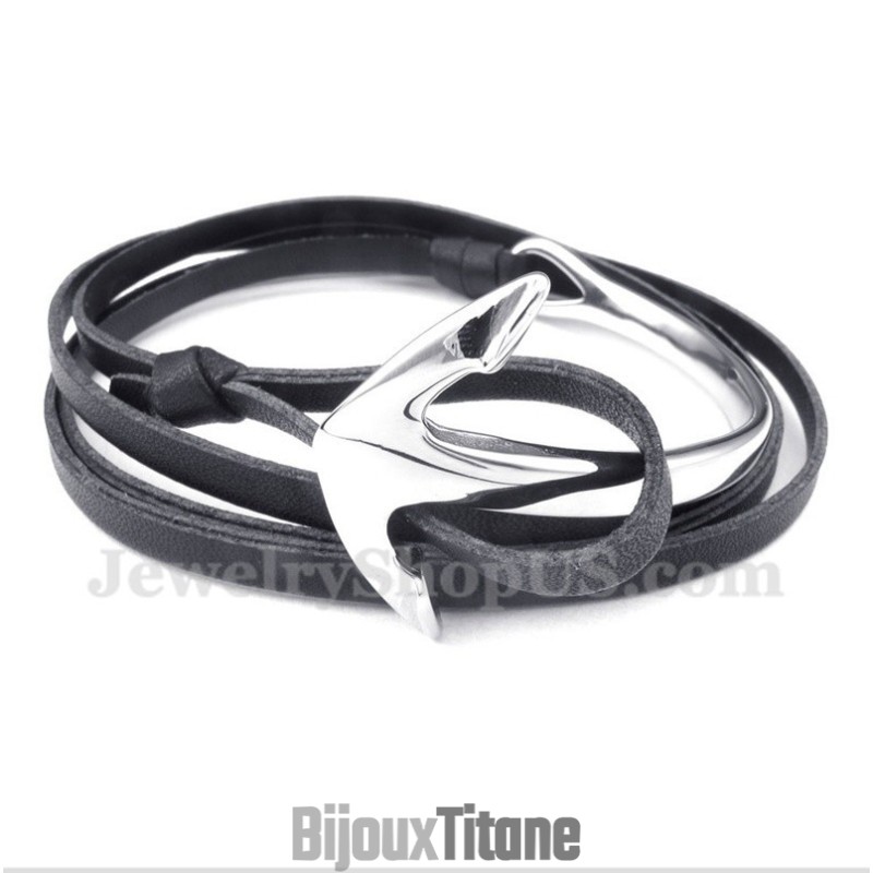 Bracelet Ancre En Cuir Et Titane Pour Homme Bracelet Ancre En Cuir Et Titane Pour Homme