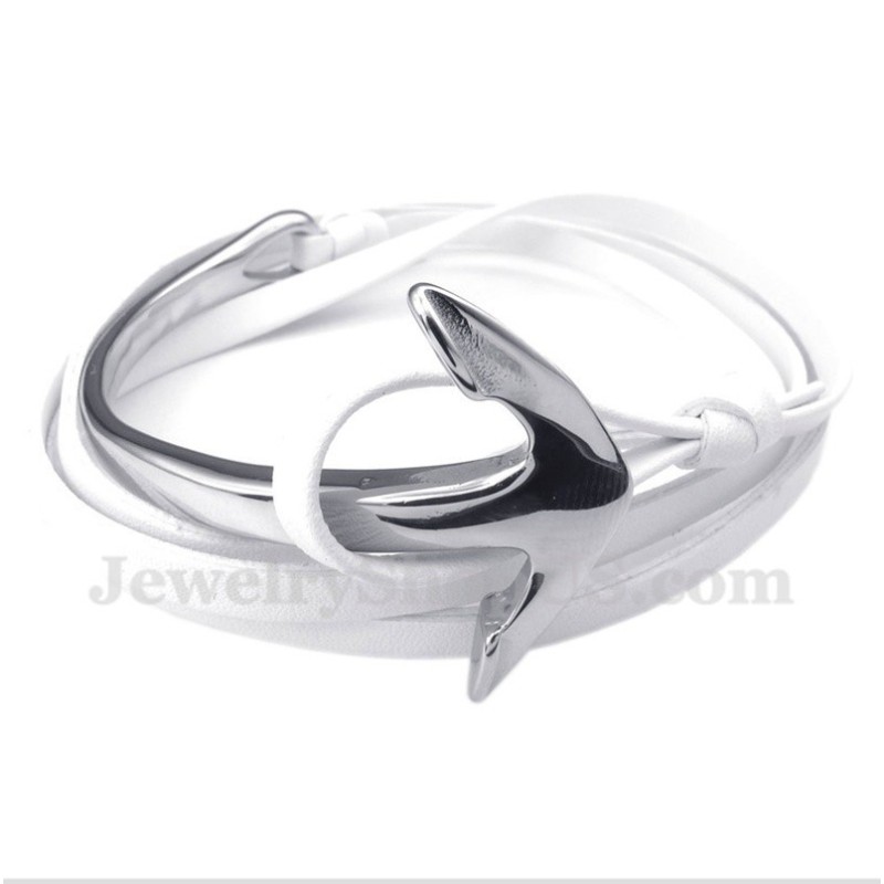 Bracelet Ancre En Cuir Et Titane Pour Homme