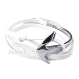 Bracelet Ancre En Cuir Et Titane Pour Homme